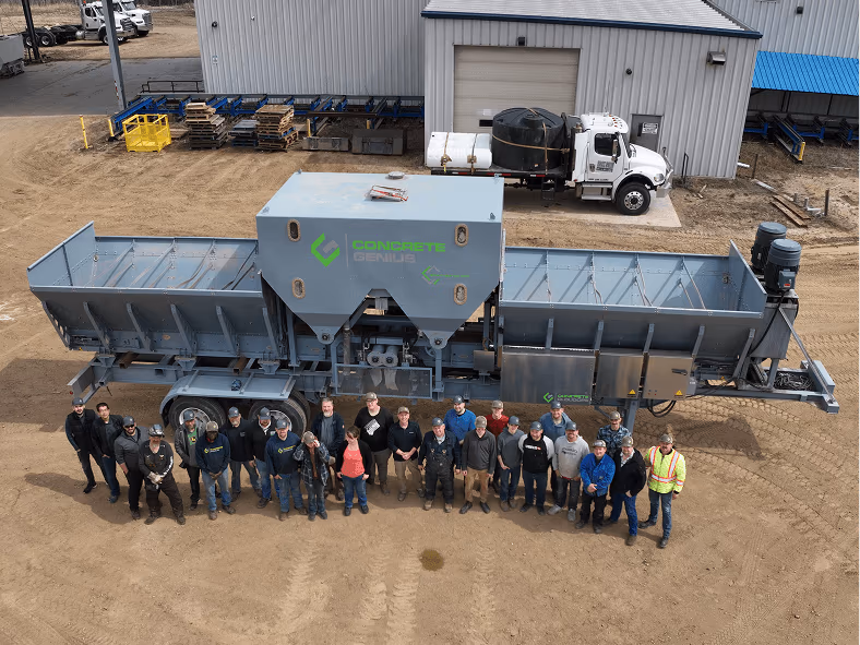 Concrete Genius team with mobile batching equipment